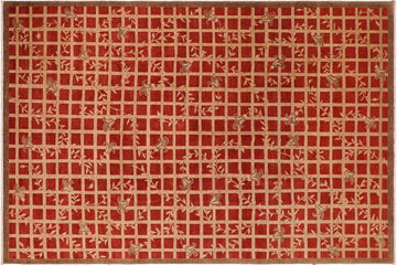 handmade Transitional Kafkaz Chobi Ziegler Red Tan Hand Knotted RECTANGLE 100% WOOL area rug 10 x 14